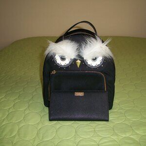 Kate Spade Star Bright black Owl Tomi Nylon Backpack With Wallet